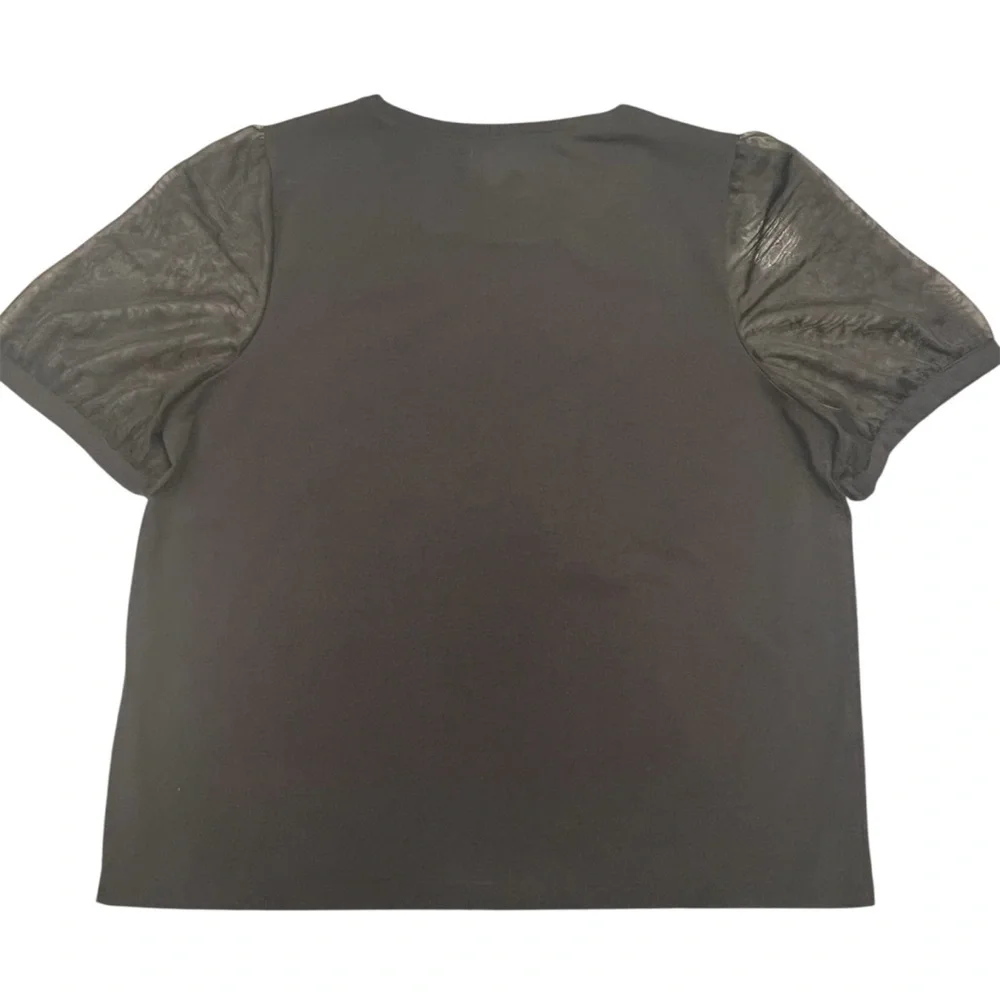 Madewell Black Tee with Sheer Sleeves - Picture 3 of 8